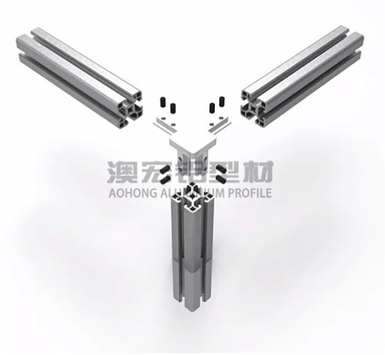 鋁型材配件 使用在正方形型材，30鋁型材或40鋁型材框架中，兩根橫向型材減去30、40mm，立柱減去一定的厚度距離，搭配頂絲擰緊固定。<br />
	<p>
		        澳宏鋁業(yè)是鋁型材廠家，專注鋁型材定制，其鋁型材型號和鋁型材配件齊全，想了解更多鋁型材連接方式，歡迎電詢：13381909160。
	</p>
	<p>
		<br />
	</p>
	<p>
		<br />
	</p>
	<p>
		<br />
	</p>
<div style=